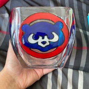 Chicago Cubs handcrafted glass vase